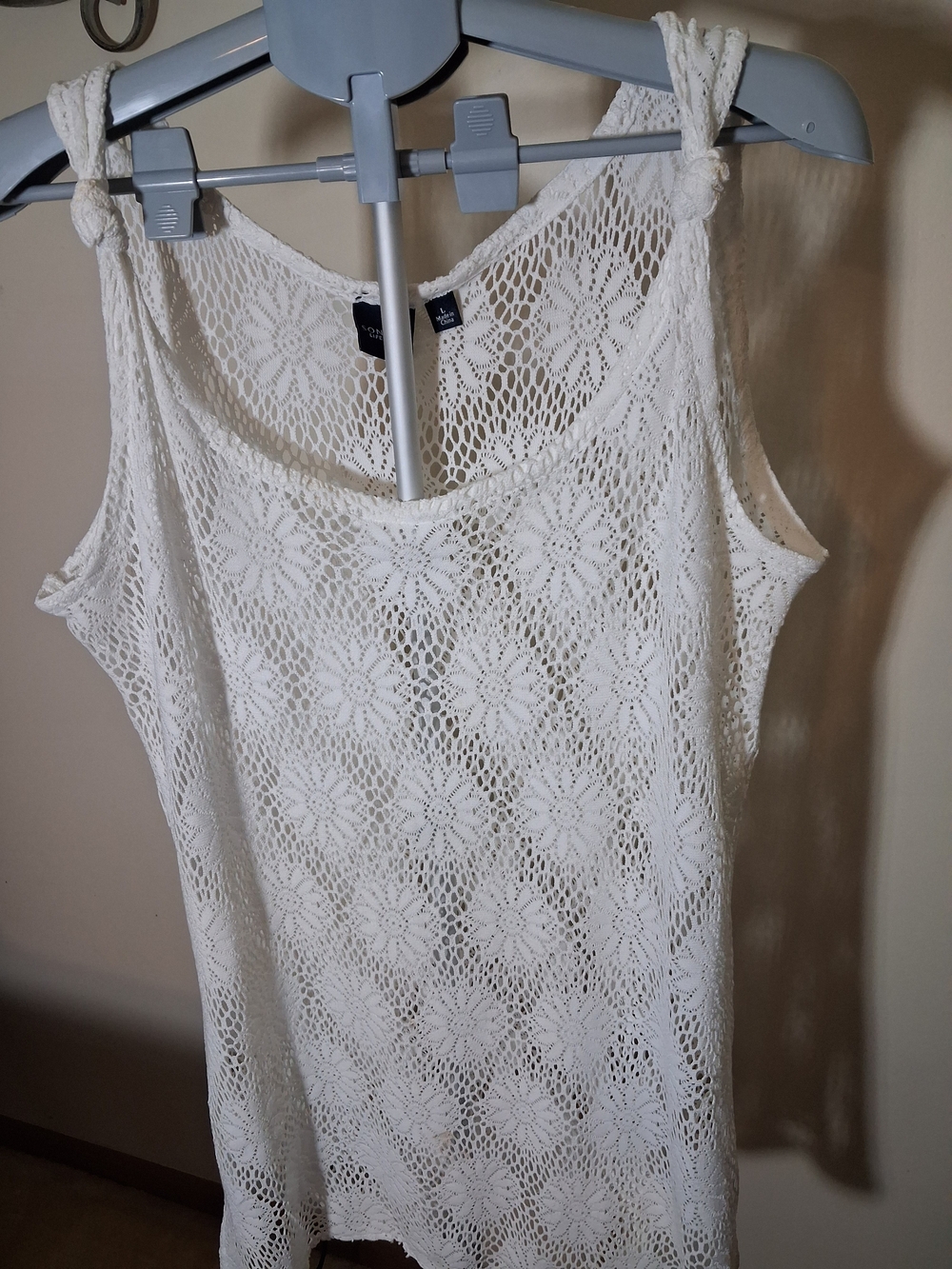 Crochet Lace Swimsuit Coverup - Daisy White